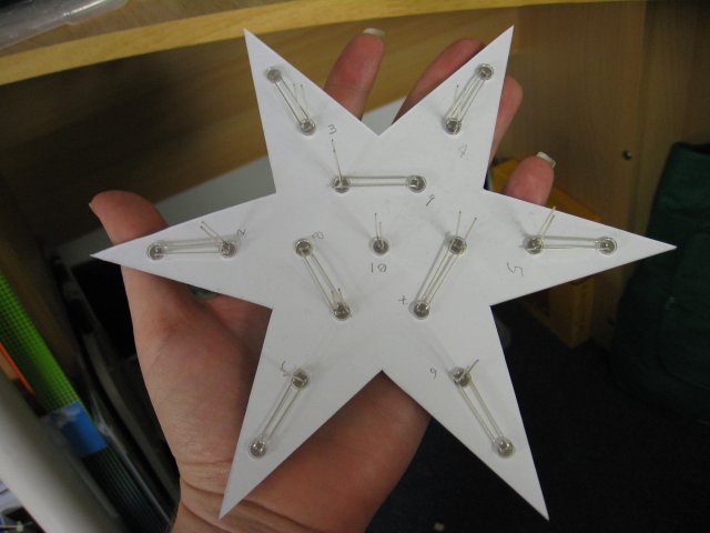 Paired-up LEDs on the Christmas Star backside.