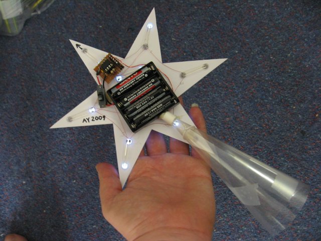 The backside of the completed Christmas Star.