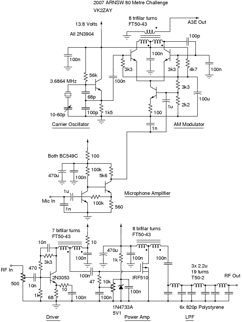 2007 80 Metre Challenge Transmitter Circuit Diagram