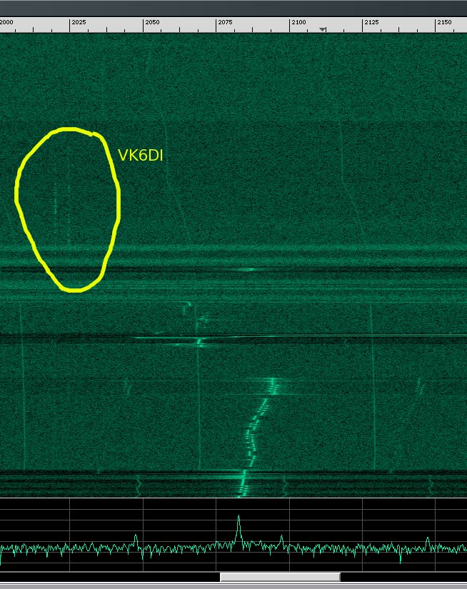 My capture of VK6DI signal during beacon tests.